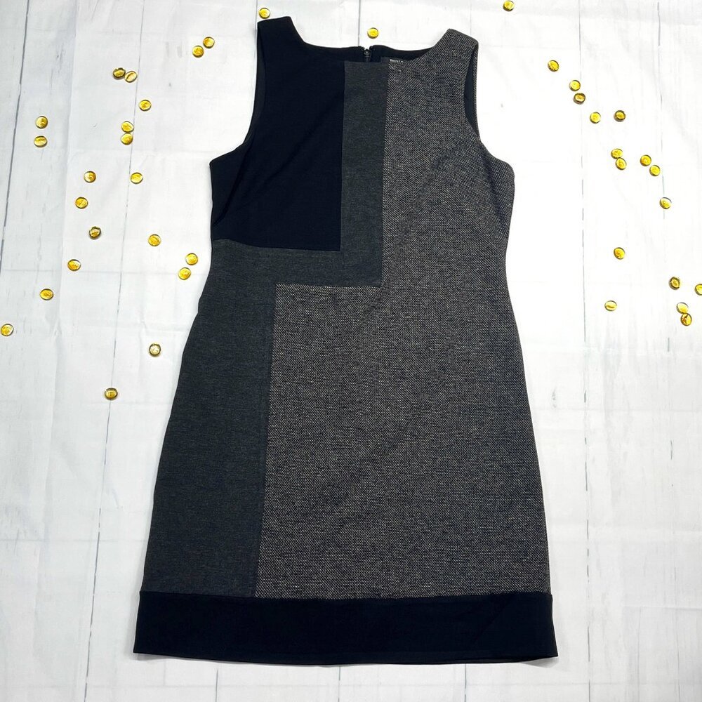 White House Black Market Tweed/Ponte Color Block  Black/Charcoal Dress, Sz:  10P